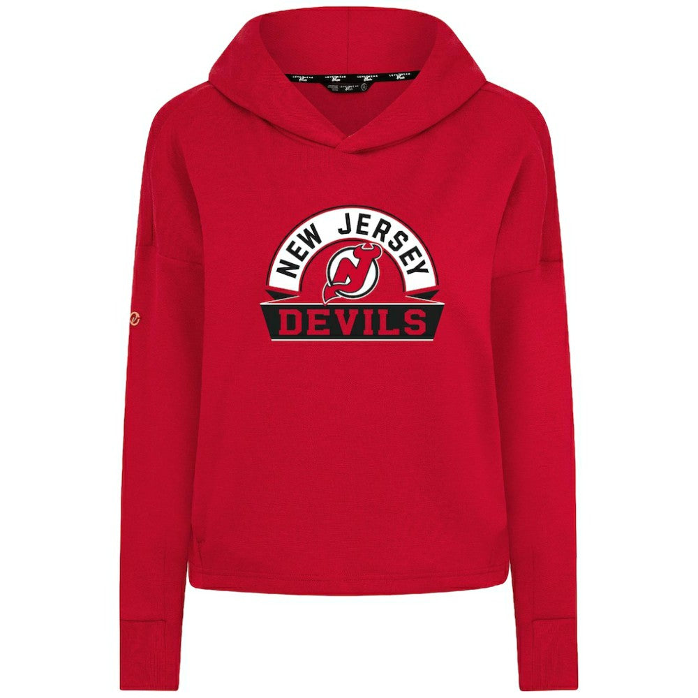 NHL New Jersey Devils Levelwear Women's Sweet Banner Arch Tri-Blend Cropped Pullover Hoodie
