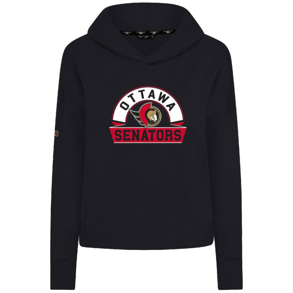 NHL Ottawa Senators Levelwear Women's Sweet Banner Arch Tri-Blend Cropped Pullover Hoodie