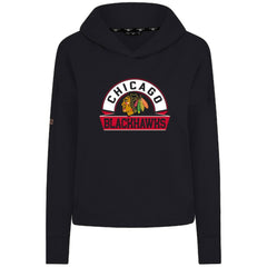 NHL Chicago Blackhawks Levelwear Women's Sweet Banner Arch Tri-Blend Cropped Pullover Hoodie