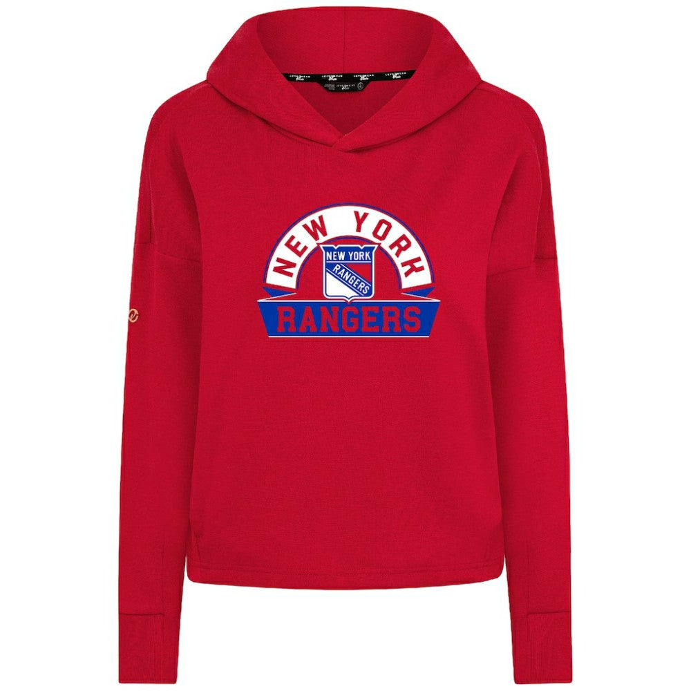 NHL New York Rangers Levelwear Women's Sweet Banner Arch Tri-Blend Cropped Pullover Hoodie