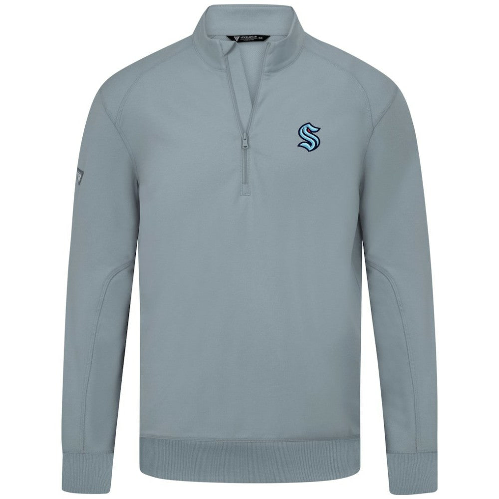 NHL Seattle Kraken Levelwear Upright Tri-Blend Quarter-Zip Pullover