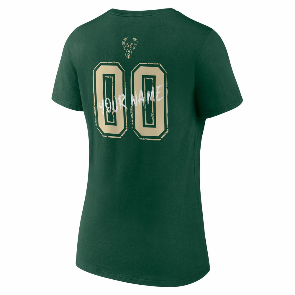 Milwaukee Bucks Women's Hustle Custom V-Neck T-Shirt