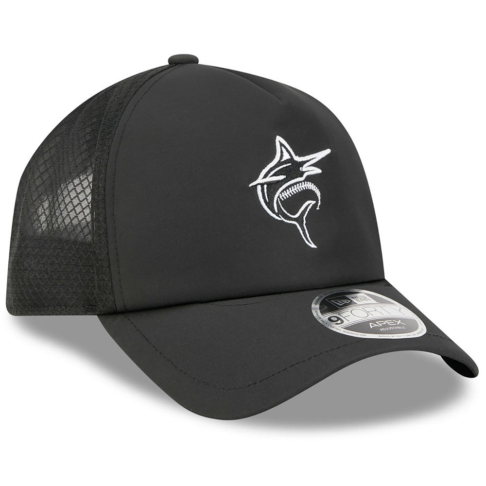 Black Miami Marlins New Era 2026 Batting Practice Alternate Apex 9FORTY Adjustable Hat