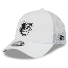 White Baltimore Orioles New Era 2026 Batting Practice Apex 9FORTY Adjustable Trucker Hat