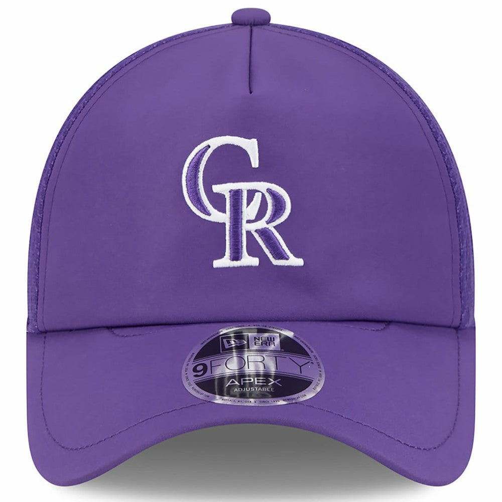 Purple Colorado Rockies New Era 2026 Batting Practice Apex 9FORTY Adjustable Trucker Hat