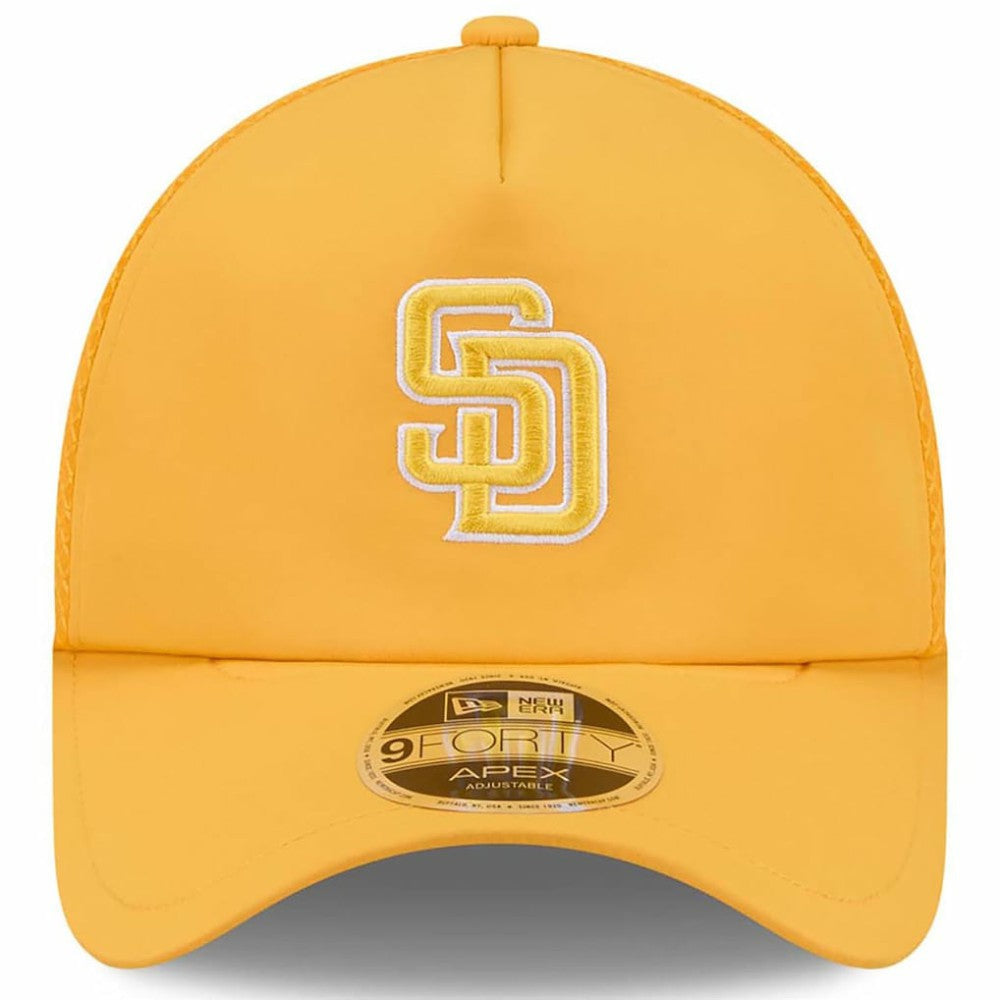Gold San Diego Padres New Era 2026 Batting Practice Apex 9FORTY Adjustable Trucker Hat