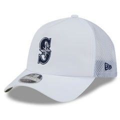White Seattle Mariners New Era 2026 Batting Practice Apex 9FORTY Adjustable Trucker Hat