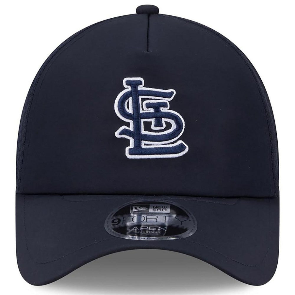 Navy St. Louis Cardinals New Era 2026 Batting Practice Apex 9FORTY Adjustable Trucker Hat