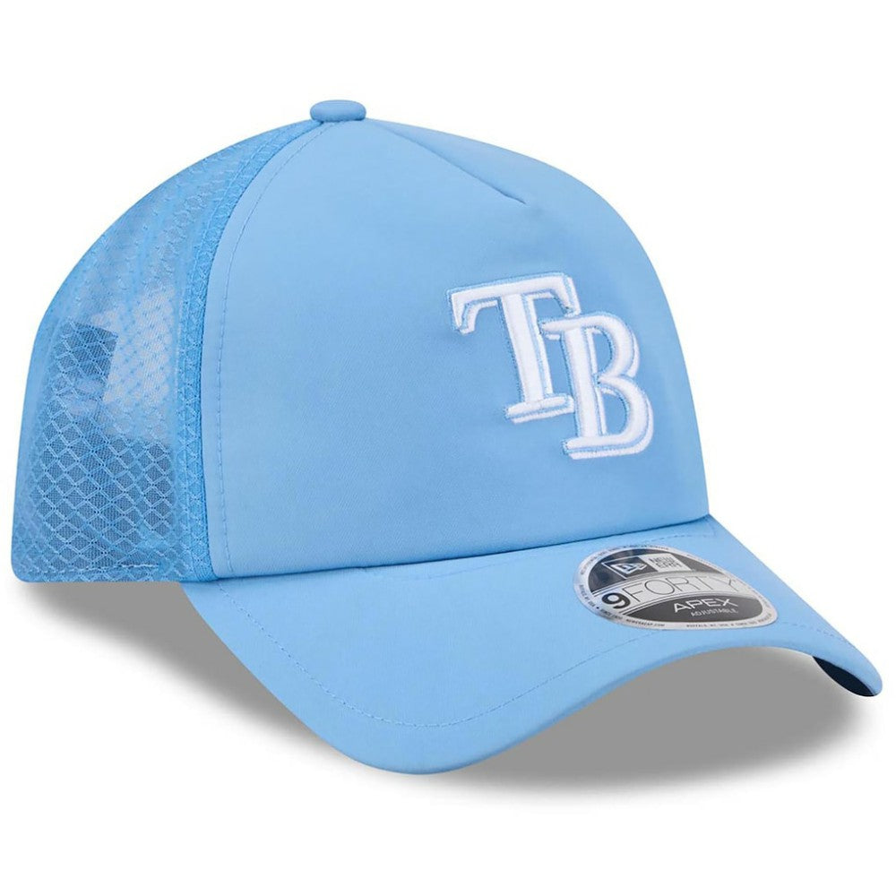 Light Blue Tampa Bay Rays New Era 2026 Batting Practice Apex 9FORTY Adjustable Trucker Hat