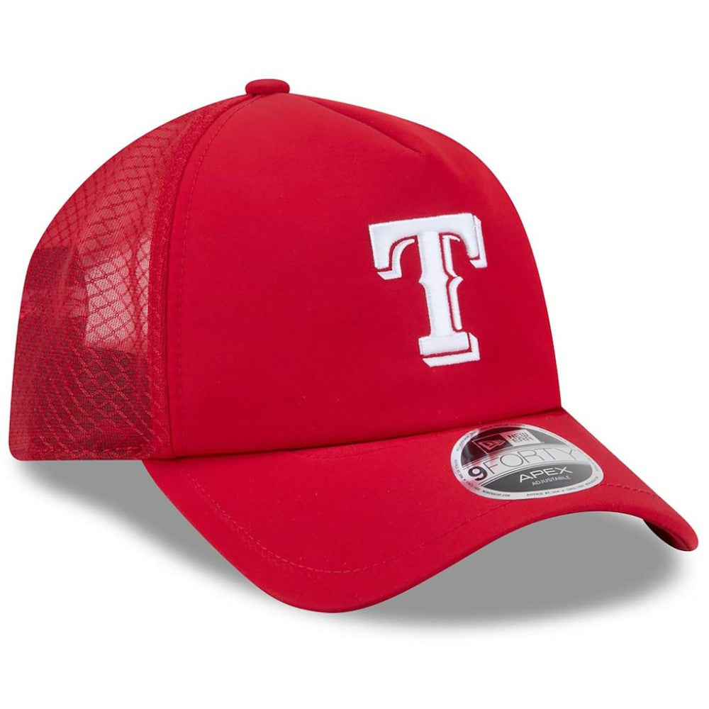Red Texas Rangers New Era 2026 Batting Practice Apex 9FORTY Adjustable Trucker Hat