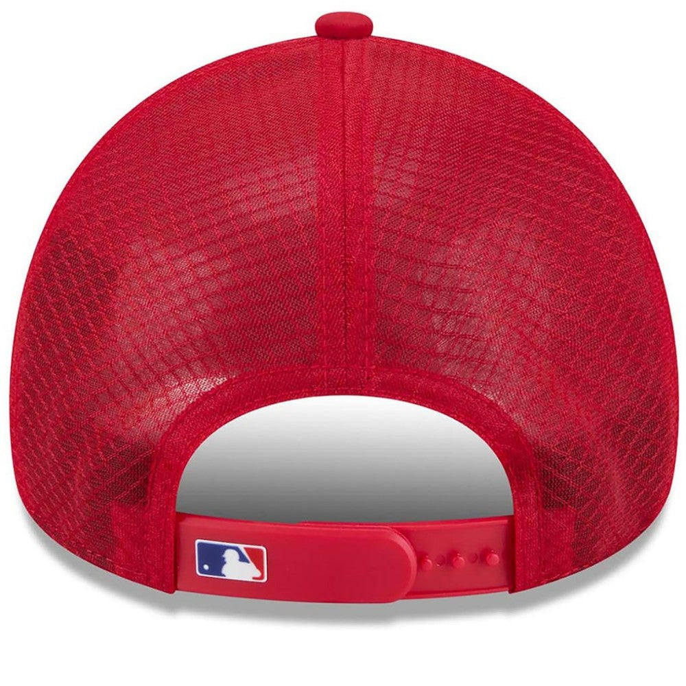 Red Texas Rangers New Era 2026 Batting Practice Apex 9FORTY Adjustable Trucker Hat