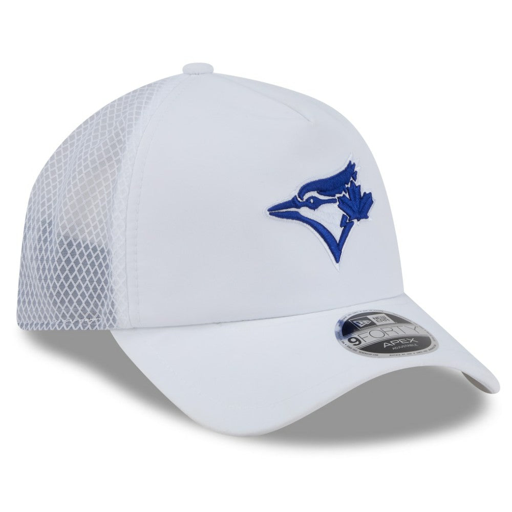 White Toronto Blue Jays New Era 2026 Batting Practice Apex 9FORTY Adjustable Trucker Hat