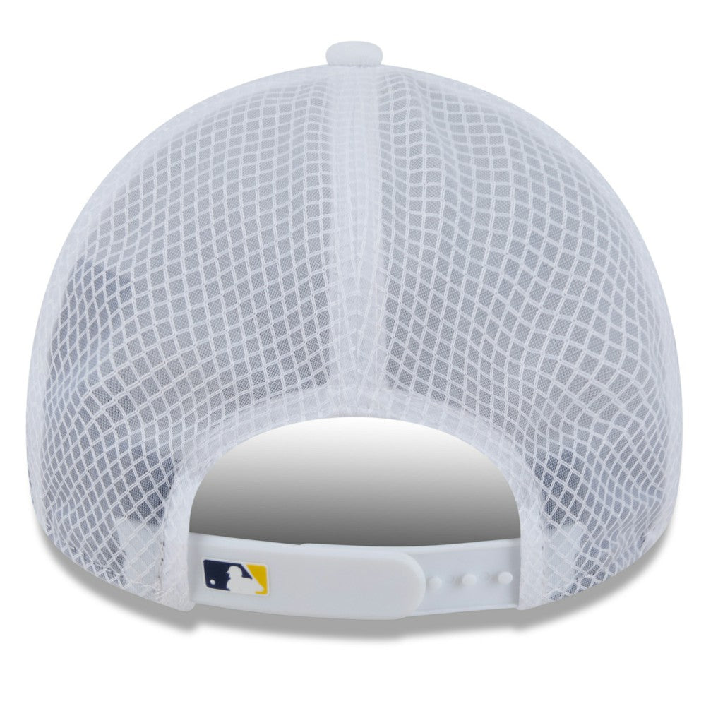 White Milwaukee Brewers New Era 2026 Batting Practice Apex 9FORTY Adjustable Trucker Hat