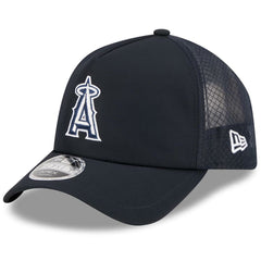 Navy Los Angeles Angels New Era 2026 Batting Practice Apex 9FORTY Adjustable Trucker Hat