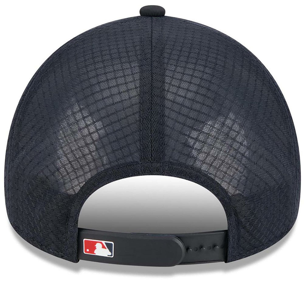 Navy Los Angeles Angels New Era 2026 Batting Practice Apex 9FORTY Adjustable Trucker Hat