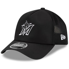 Black Miami Marlins New Era 2026 Batting Practice Apex 9FORTY Adjustable Trucker Hat
