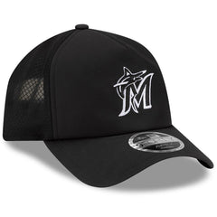 Black Miami Marlins New Era 2026 Batting Practice Apex 9FORTY Adjustable Trucker Hat