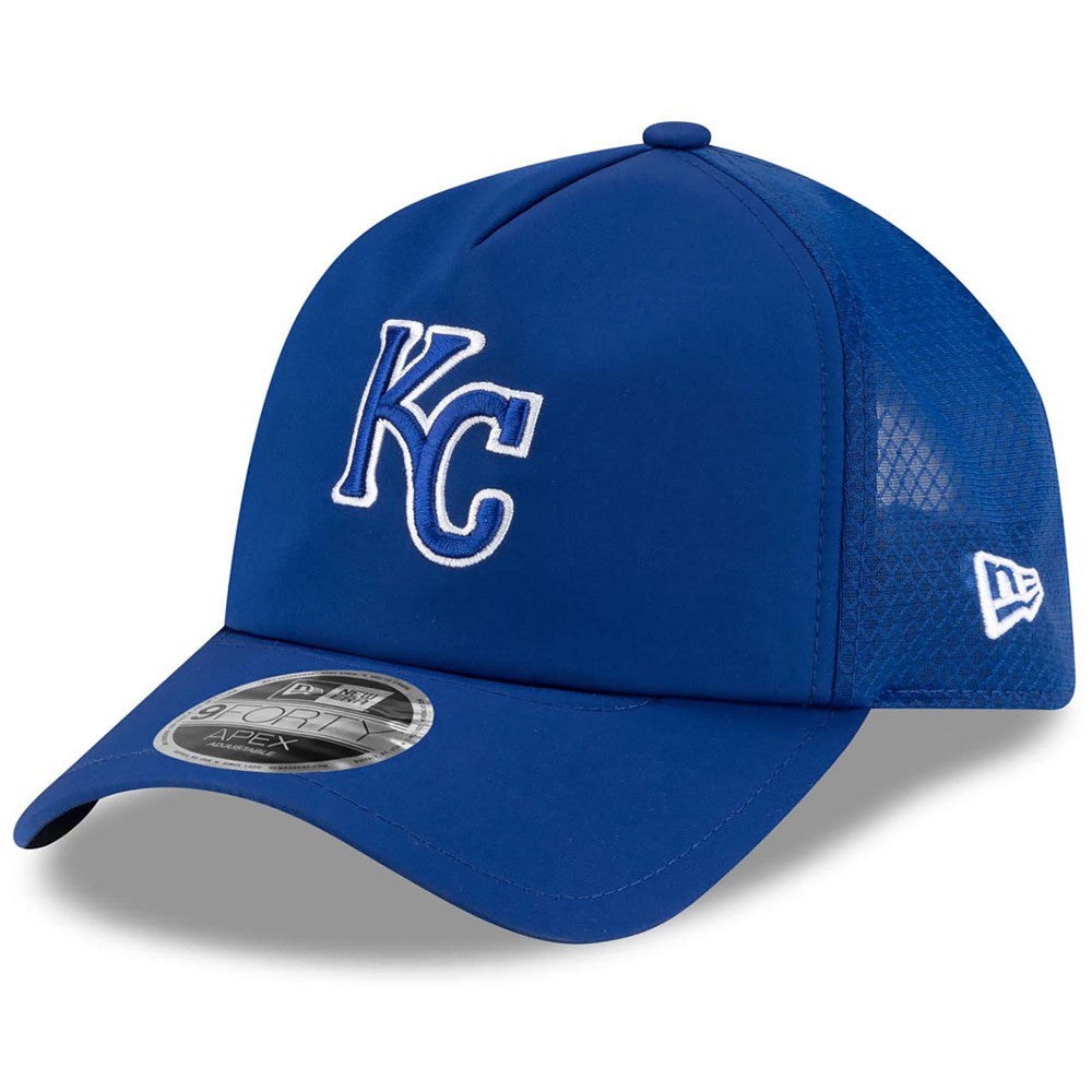 Royal Kansas City Royals New Era 2026 Batting Practice Apex 9FORTY Adjustable Trucker Hat