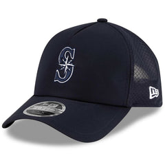 Navy Seattle Mariners New Era 2026 Batting Practice Apex 9FORTY Adjustable Trucker Hat