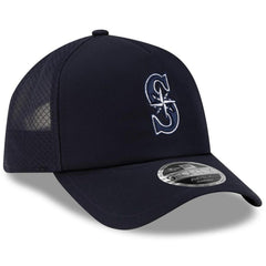 Navy Seattle Mariners New Era 2026 Batting Practice Apex 9FORTY Adjustable Trucker Hat