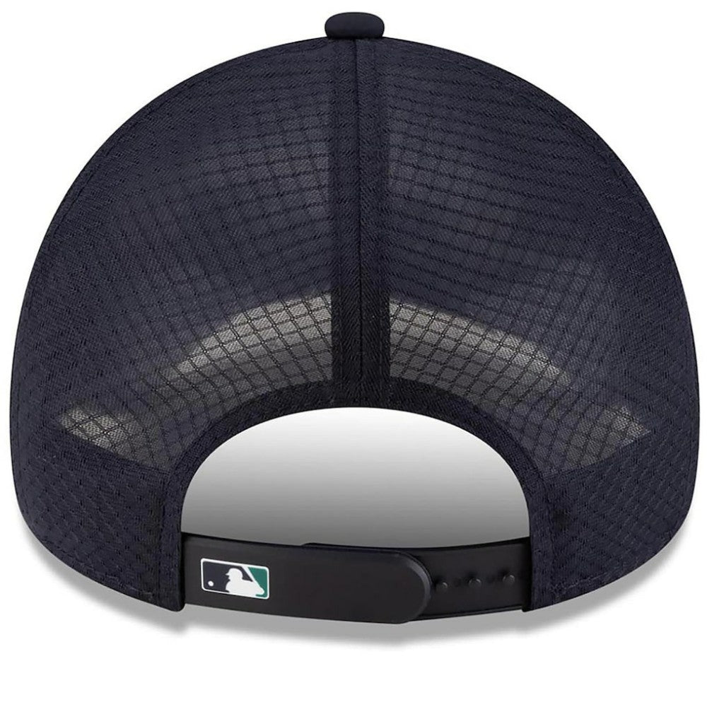 Navy Seattle Mariners New Era 2026 Batting Practice Apex 9FORTY Adjustable Trucker Hat