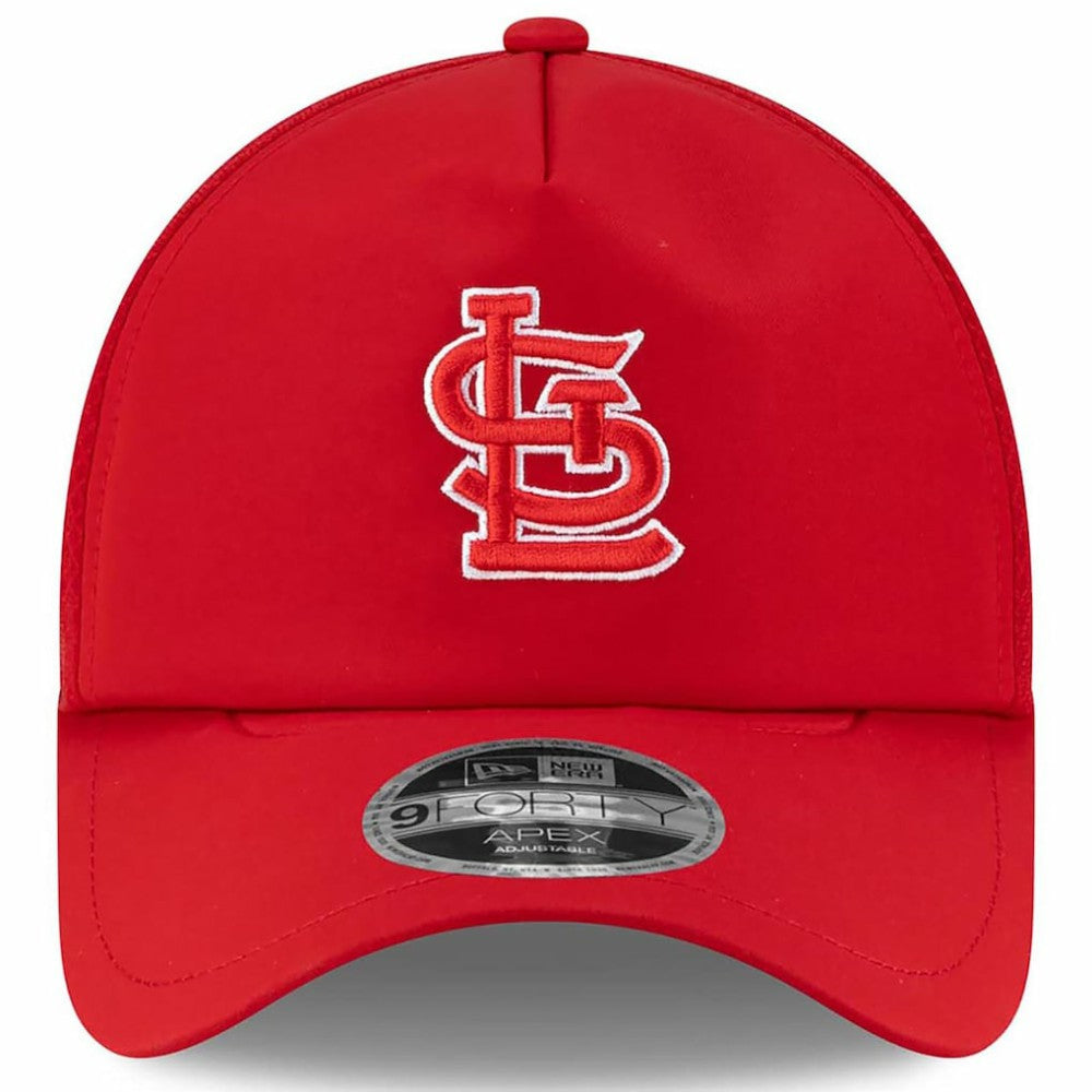 Red St. Louis Cardinals New Era 2026 Batting Practice Apex 9FORTY Adjustable Trucker Hat