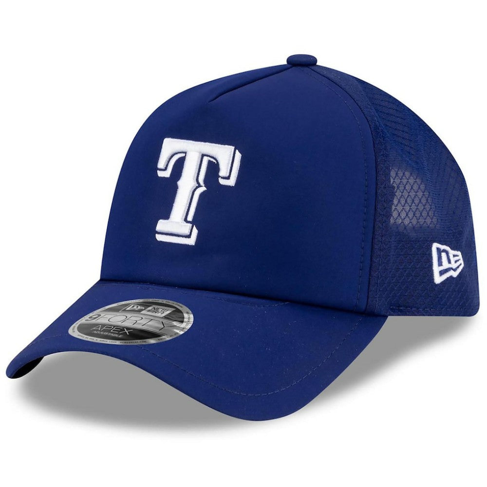 Royal Texas Rangers New Era 2026 Batting Practice Apex 9FORTY Adjustable Trucker Hat