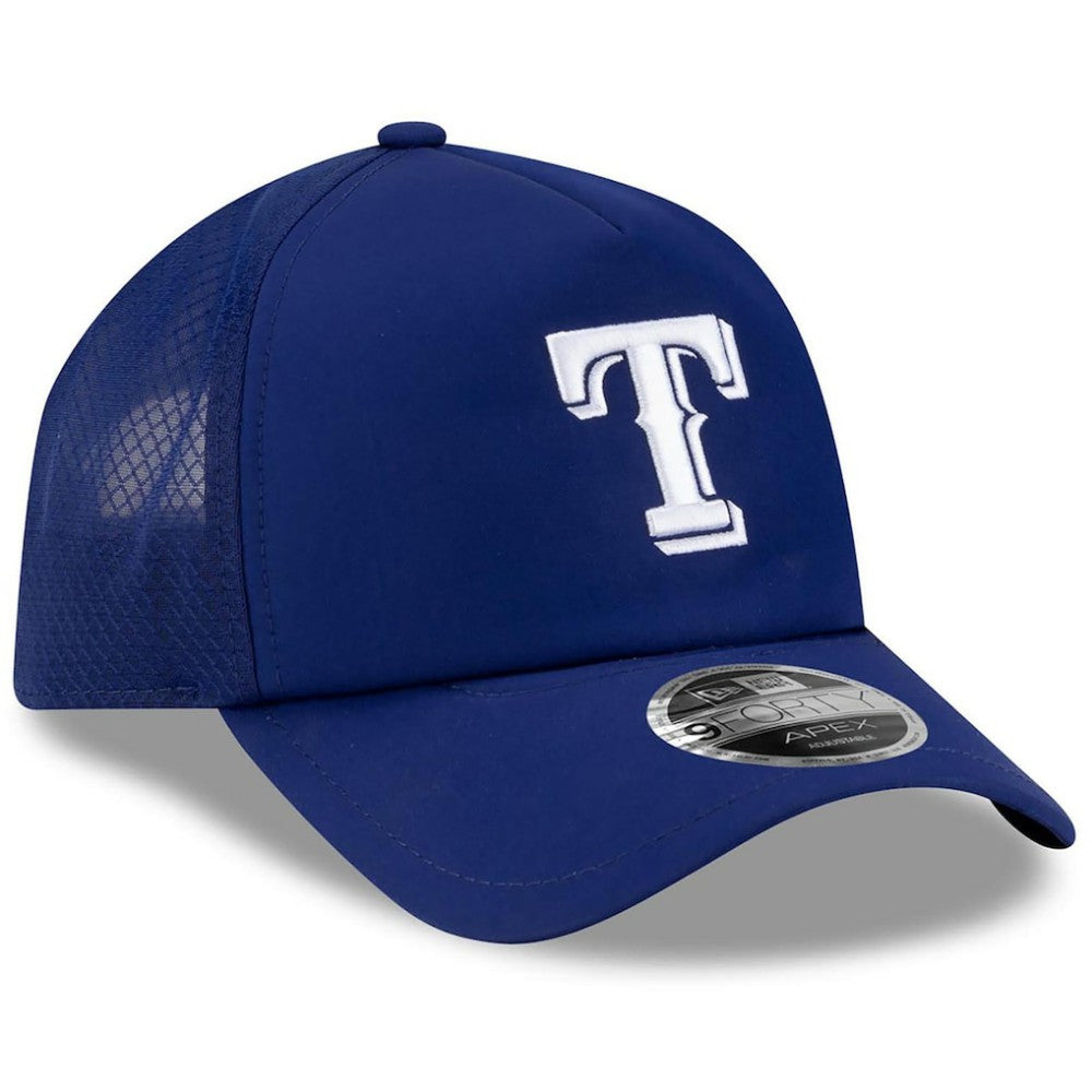 Royal Texas Rangers New Era 2026 Batting Practice Apex 9FORTY Adjustable Trucker Hat