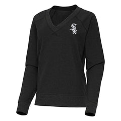Heather Black Chicago White Sox Antigua Women's Varsity Tri-Blend V-Neck Long Sleeve T-Shirt