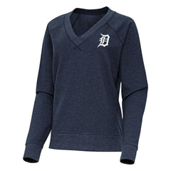 Heather Navy Detroit Tigers Antigua Women's Varsity Tri-Blend V-Neck Long Sleeve T-Shirt