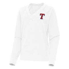 White Texas Rangers Antigua Women's Varsity Tri-Blend V-Neck Long Sleeve T-Shirt