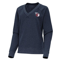 Heather Navy Cleveland Guardians Antigua Women's Varsity Tri-Blend V-Neck Long Sleeve T-Shirt