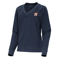 Heather Navy Houston Astros Antigua Women's Varsity Tri-Blend V-Neck Long Sleeve T-Shirt