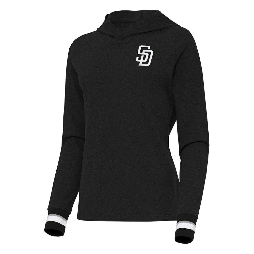 Black San Diego Padres Antigua Women's Trek Pullover Hoodie