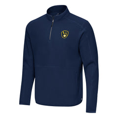 Navy Milwaukee Brewers Antigua Step Up Quarter-Zip Pullover
