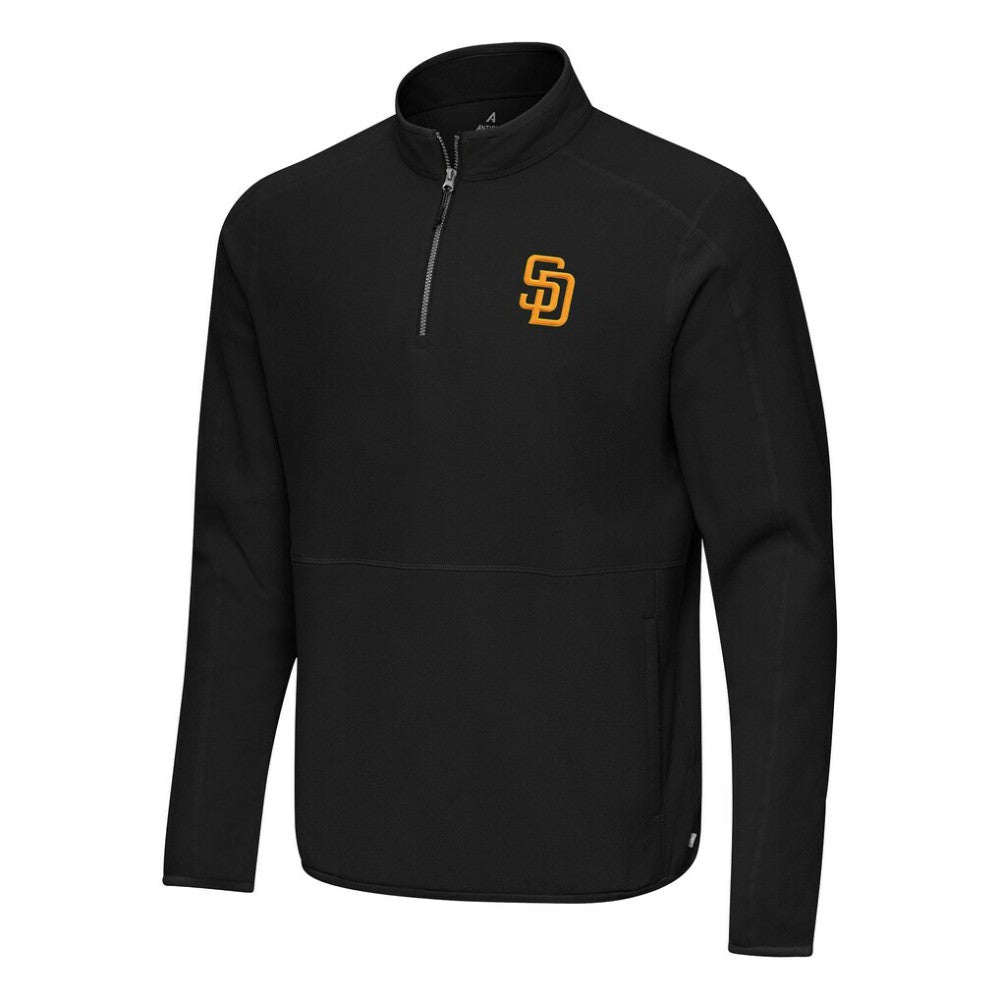 Black San Diego Padres Antigua Step Up Quarter-Zip Pullover