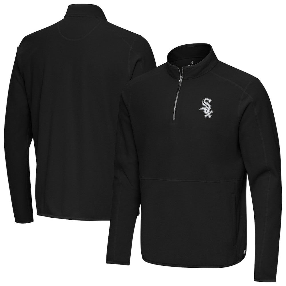 Black Chicago White Sox Antigua Step Up Quarter-Zip Pullover