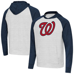 Heather Navy/Gray Washington Nationals Antigua Urgent Pullover Hoodie
