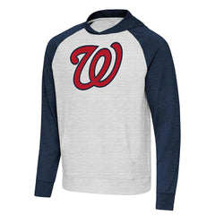 Heather Navy/Gray Washington Nationals Antigua Urgent Pullover Hoodie