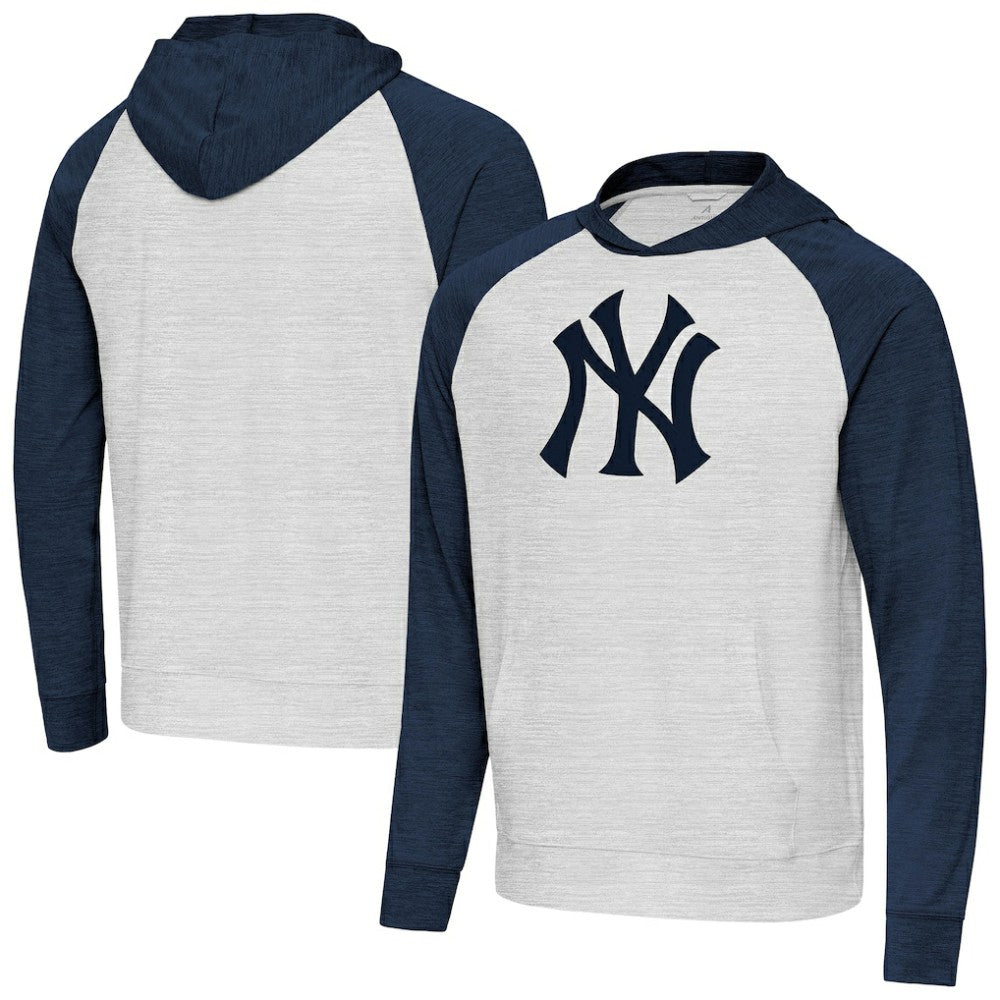 Heather Navy/Gray New York Yankees Antigua Urgent Pullover Hoodie
