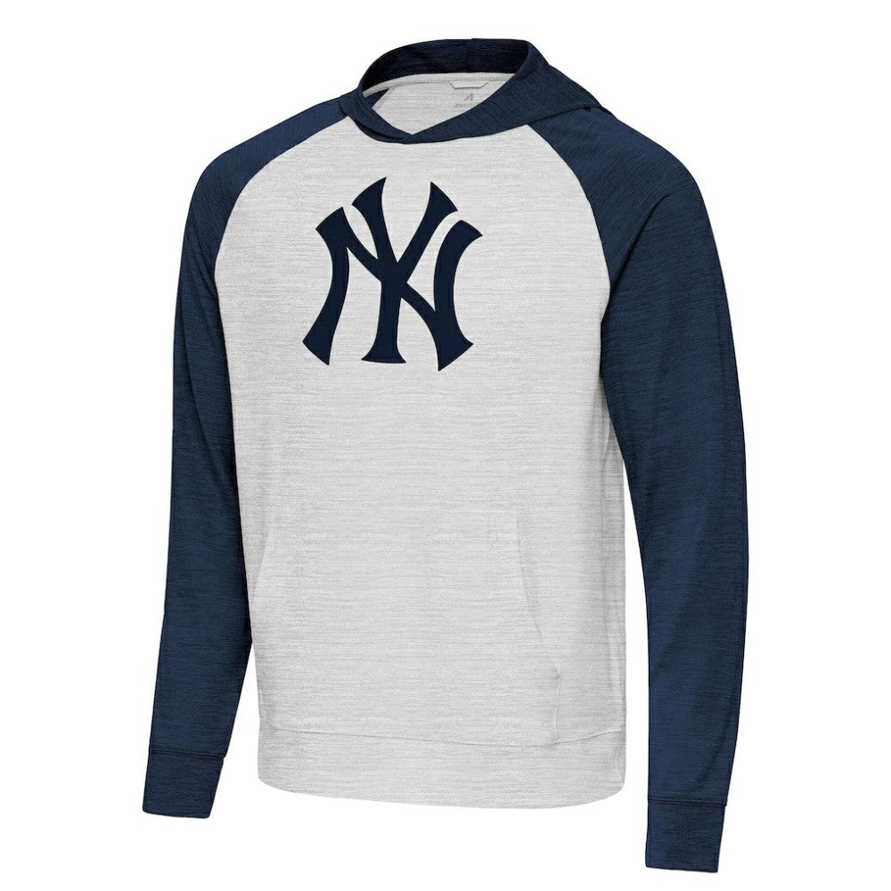 Heather Navy/Gray New York Yankees Antigua Urgent Pullover Hoodie