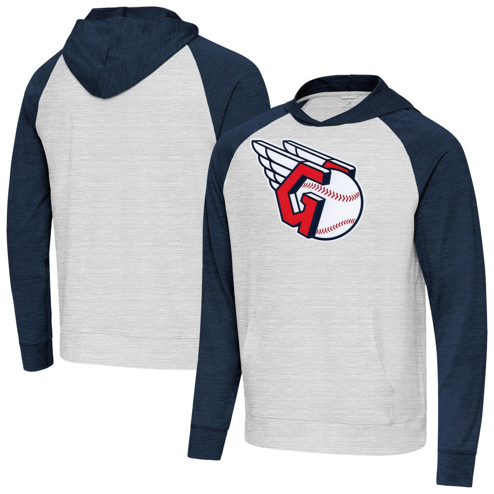 Heather Navy/Gray Cleveland Guardians Antigua Urgent Pullover Hoodie