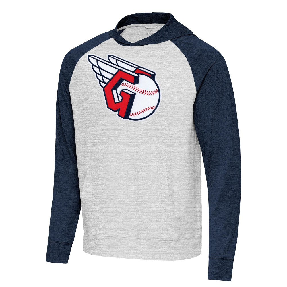 Heather Navy/Gray Cleveland Guardians Antigua Urgent Pullover Hoodie