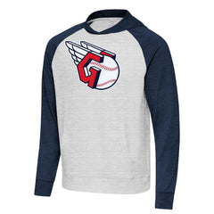 Heather Navy/Gray Cleveland Guardians Antigua Urgent Pullover Hoodie