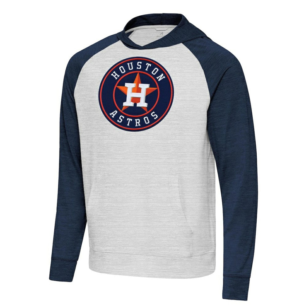 Heather Navy/Gray Houston Astros Antigua Urgent Pullover Hoodie