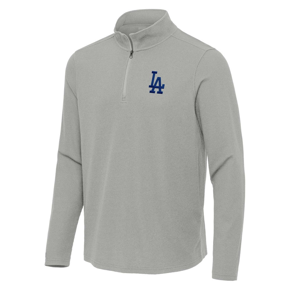 Heather Gray Los Angeles Dodgers Antigua Sync Tri-Blend Quarter-Zip Pullover