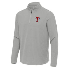 Heather Gray Texas Rangers Antigua Sync Tri-Blend Quarter-Zip Pullover