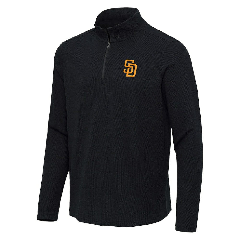 Heather Black San Diego Padres Antigua Sync Tri-Blend Quarter-Zip Pullover