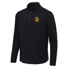 Heather Black San Diego Padres Antigua Sync Tri-Blend Quarter-Zip Pullover