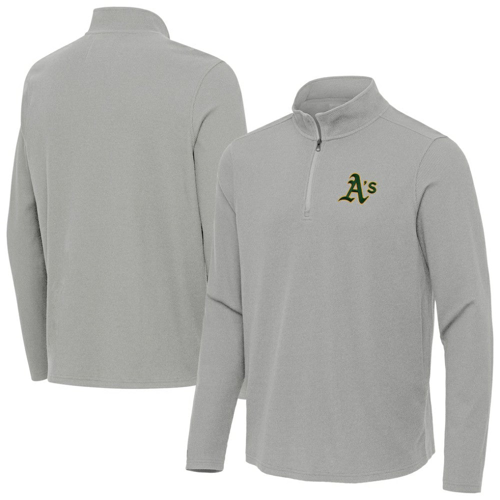 Heather Gray Athletics Antigua Sync Tri-Blend Quarter-Zip Pullover